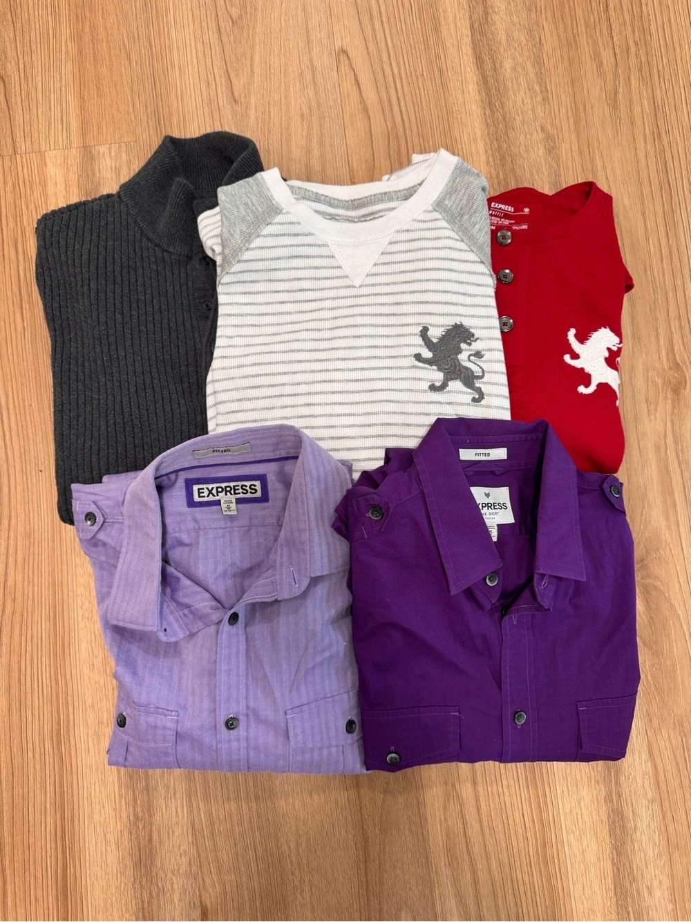 Express Men's Tops Lot of 5 Medium Button-Down, Waffle Knit, Sweater Bundle Lot